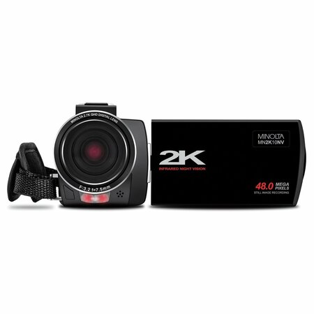MINOLTA MN2K10NV 2.7K Quad HD 16x Digital Zoom IR Night Vision Video Camcorder Black MN2K10NV-BK